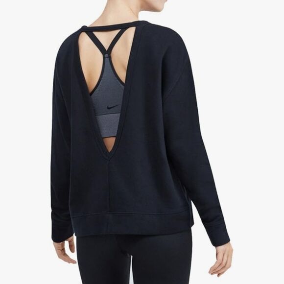 🐢 Nike Dri-Fit Navy Blue Versa Long Sleeve Open Back Sweatshirt Medium M - Picture 4 of 11